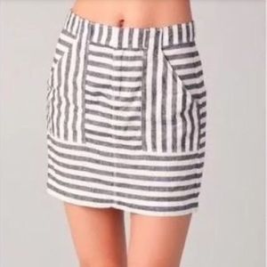 Madewell striped pencil mini skirt, grey/white, 0